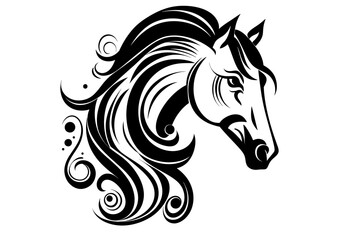 Art Nouveau Horse Graphic Accents, vector illustration, vintage elements	
