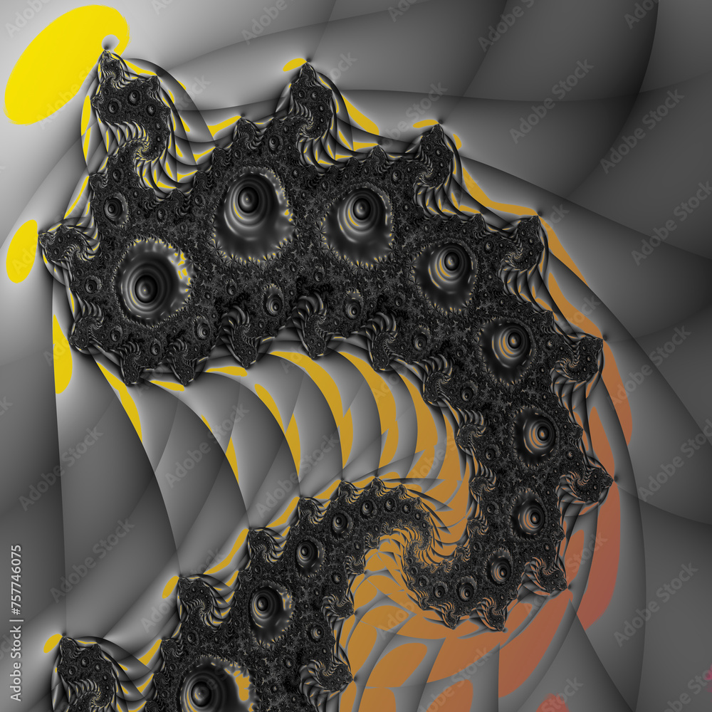 Poster gold silver and grey delicate and fragile lacy spiral design in square format