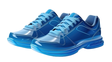 Blue sneakers shoes isolated on transparent a white background 