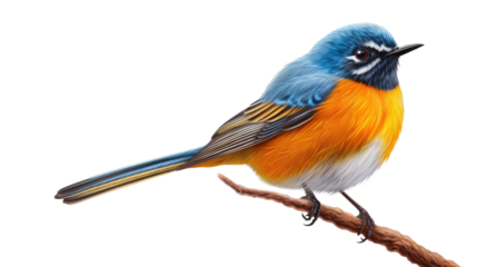 Blue-fronted Redstart bird isolated on transparent a white background 