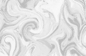 Abstract halftone black and white psychedelic seamless marble pattern with hallucination swirls. Vector liquid monochrome acrylic texture. Flow art. Tie dye simple artistic effect.	