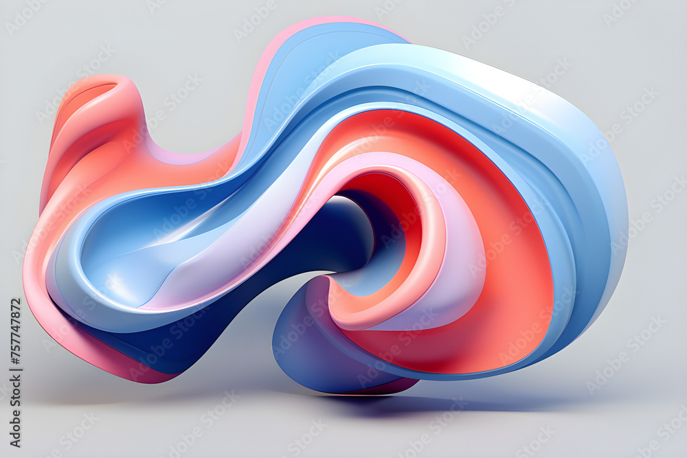 Fototapete Abstract shape against   colorful background, 3D illustration.  Smooth shape 3d rendering ,  generated by AI. 3D illustration