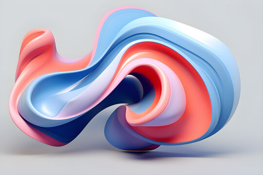 Abstract shape against   colorful background, 3D illustration.  Smooth shape 3d rendering ,  generated by AI. 3D illustration