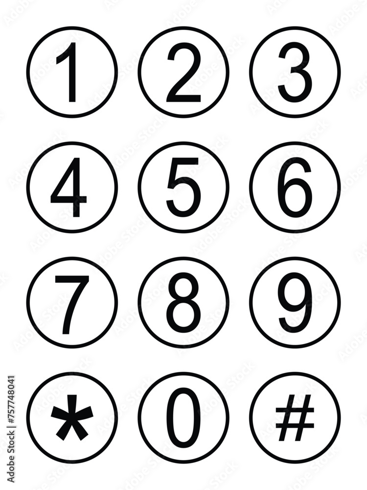 Poster number button pad. numeric keypad icon for apps and websites. vector symbol in transparent backgroun