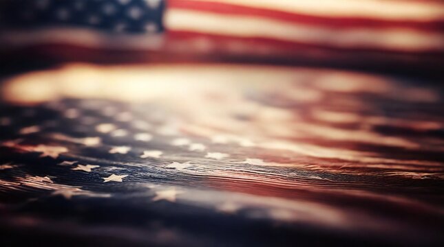 blurred american flag background. template design for banner, poster, web, social media. generative ai