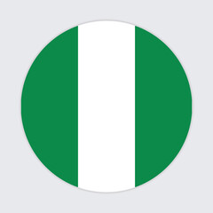 Nigeria national flag vector icon design. Nigeria circle flag. Round of Nigeria flag.
