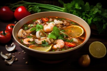 Tom Yum Fish, Ingredients: Bite-sized pieces of soft fish. Tom yum with clear soup,