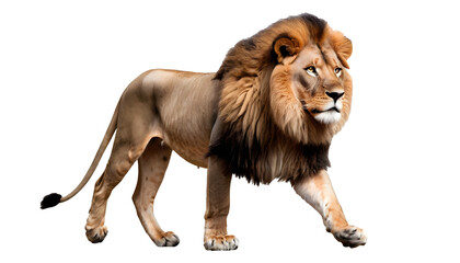 Obraz premium Lion Walking isolated on transparent background. Concept of animals. 