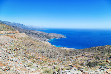 View from the moutain to the sea (Ilingas, Chora Sfakion, Crete, Greece)
