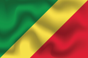 Flat Illustration of the Republic of the Congo national flag. Republic of the Congo flag design. Republic of the Congo Wave flag.