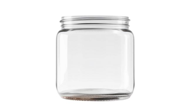 Empty blank jar isolated on transparent a white background 