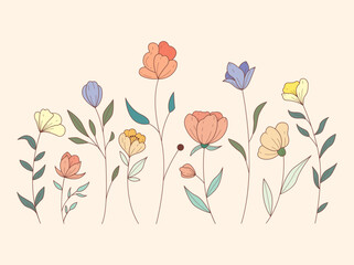 Vector of Illustration of wild flowers about flowers, icon, illustration, floral, and nature. Beautiful flower style color	