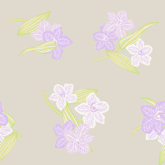 Obraz premium Neutral Colour Botanical Floral Seamless Pattern Design