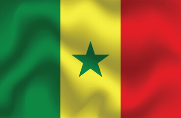 Fototapeta premium Flat Illustration of Senegal national flag. Senegal flag design. Senegal Wave flag. 