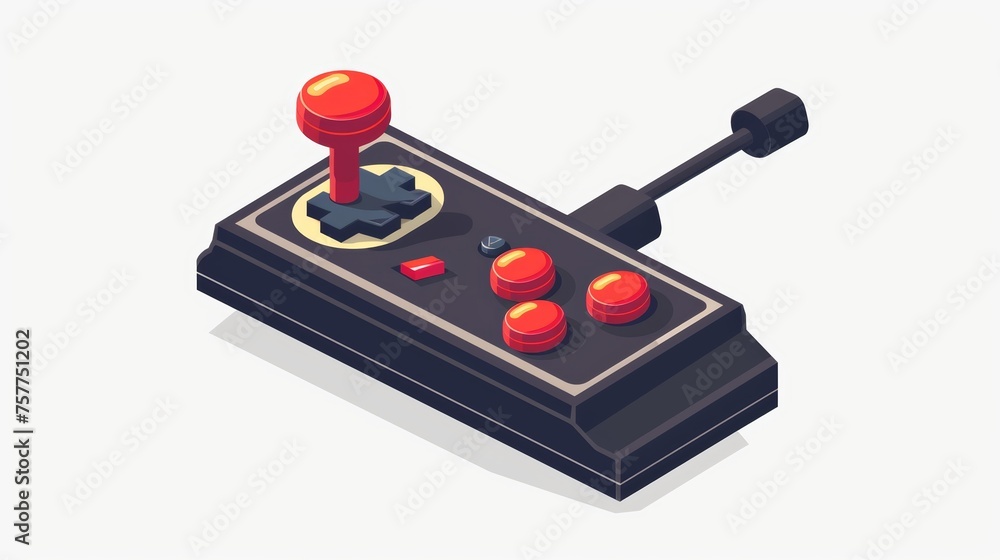 Poster joystick emulation device - retro 80s joystick, game controller, joypad. game console emulator from 