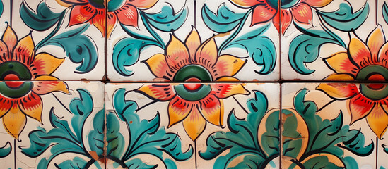 vintage ceramics tile floral pattern concept