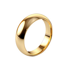 Golden wedding ring isolated on transparent a white background