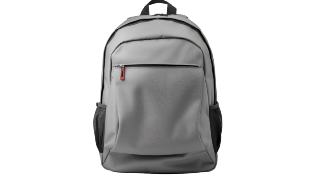 Gray backpack isolated on transparent a white background