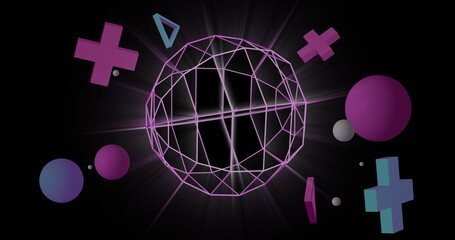 Image of 3d pink shapes on black background