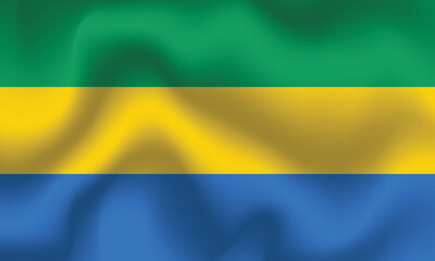 Flat Illustration of the Gabon national flag. Gabon flag design. Gabon Wave flag.
