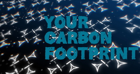 Image of your carbon footprint over navy background with triangles