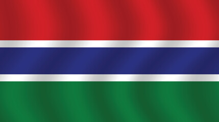 Flat Illustration of Gambia national flag. Gambia flag design. Gambia Wave flag.
