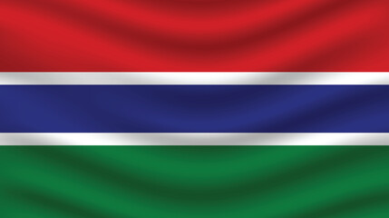 Flat Illustration of Gambia national flag. Gambia flag design. Gambia Wave flag.
