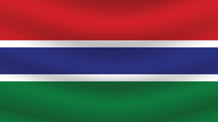 Flat Illustration of Gambia national flag. Gambia flag design. Gambia Wave flag.
