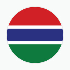 Gambia national flag vector icon design. Gambia circle flag. Round of Gambia flag.
