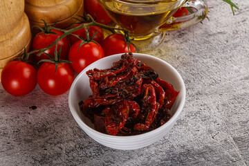 Homemade dry tomatoes with oil