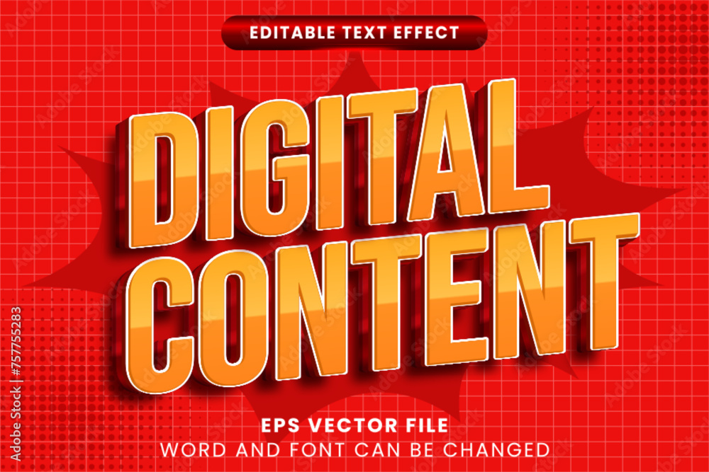 Poster digital content creator 3d editable text effect. advertising text style