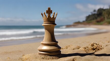 chess on the beach-"Checkmate on the Shoreline: The Queen's Gambit Revealed in Natural Light
