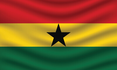 Flat Illustration of Ghana national flag. Ghana flag design. Ghana Wave flag.
