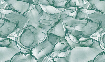 green alcohol ink and green watercolor Elegant abstract ink flow art mixed with golden pattern with translucent background.