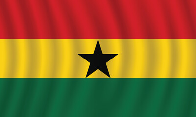 Flat Illustration of Ghana national flag. Ghana flag design. Ghana Wave flag.
