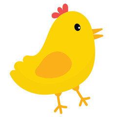 Clipart cute yellow chick on a white background. Easter clipart for greeting card, stickers, clothing, printable game card
