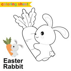 Easter Coloring Page for Kids. Coloring worksheet page. Educational printable coloring worksheet. Vector illustration.