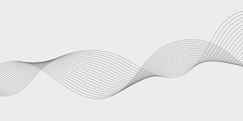 Abstract wave element for design. Digital frequency track equalizer. Stylized line art background. Vector illustration. Wave with lines created using blend tool. Curved wavy line, smooth stripe.