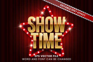 Theater show 3d editable vector text effect. Entertainment cinema text style