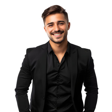 Handsome young business man portrait isolated on transparent background