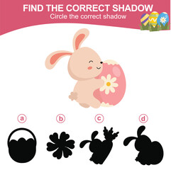 Obraz na płótnie Canvas Find the correct shadow. Worksheet for kid. Matching shadow game for children. Circle the correct shadow. Printable activity page for kids. Learning Game. Vector file. 