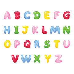 Cute colorful jelly alphabet isolated clipart