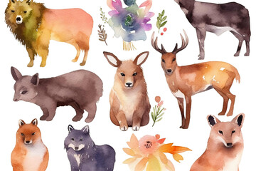 Watercolor Set Animals