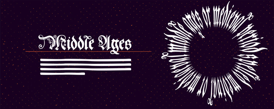 Medieval Polish blackletter calligraphy on circle line. 15th century Schwabacher Gothic type web banner.