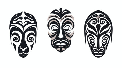 Maori mask tattoo. Polynesian style face. Hawaiian - obrazy, fototapety, plakaty