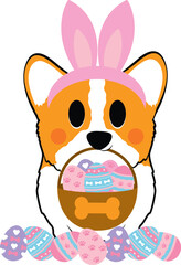 Corgi dog, Easter dog,Cute Easter dog illustration