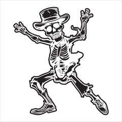 skeleton dance in black and white  vector