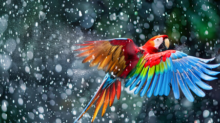 Colorful Bird Flying Through the Air