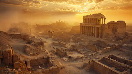 ancient roman amphitheater at sunset - obrazy, fototapety, plakaty