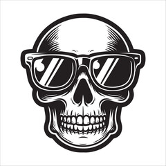 human skull wearing sunglasses vector